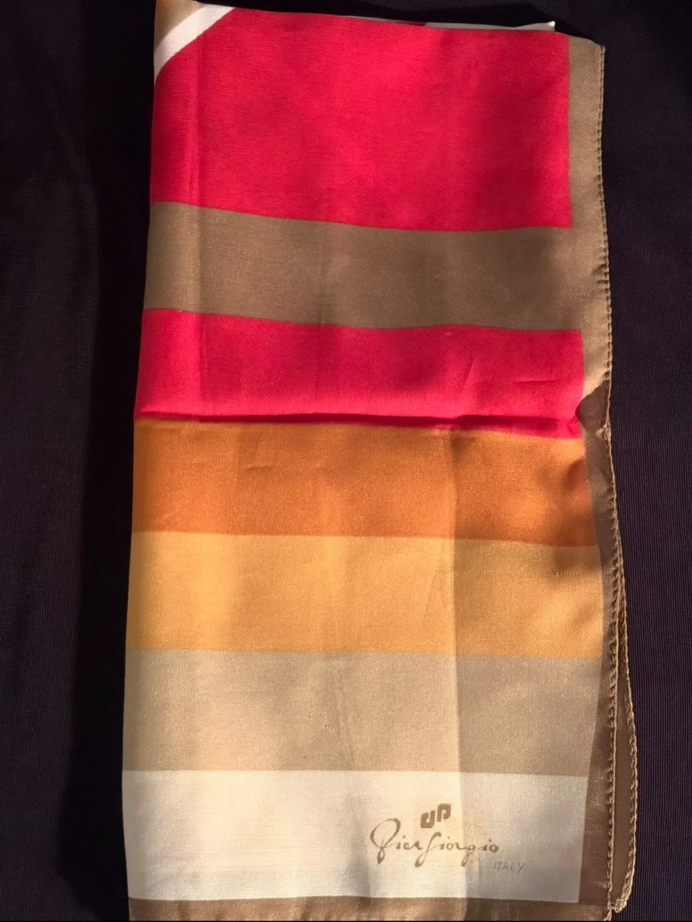 New Italian Multi-Color Striped Women's Scarf - Red, Cream, Tan